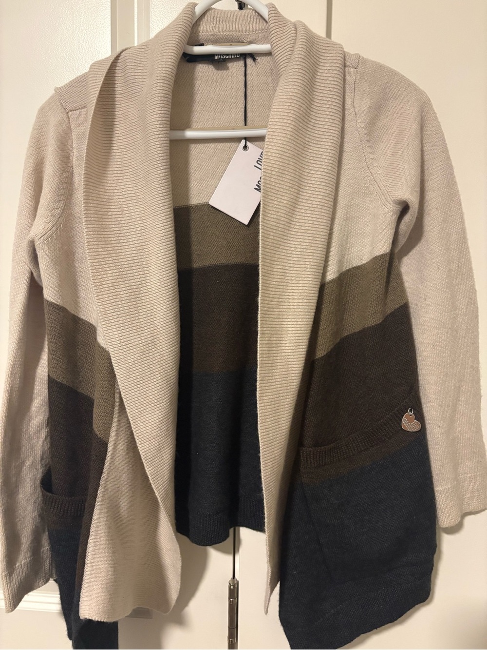 Love Moschino Women's Colorblock Open-Front Shawl Cardigan - Neutral Tones s